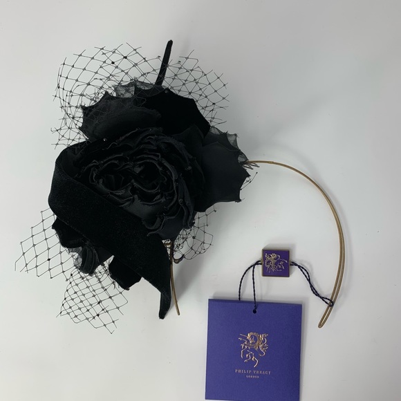 NWT Philip Treacy Black Floral Fascinator - Picture 7 of 8